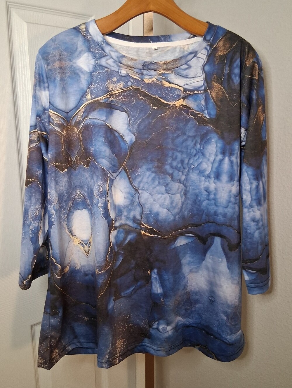 XL Blue Marbled Long Sleeve Top Shirt